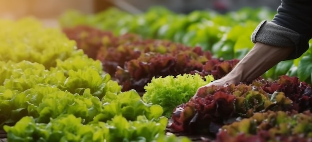 A close up of a salad with lettuce