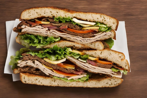 Close up of sandwich food photography generative art by AI