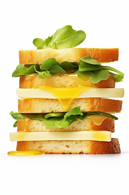 Photo a close up of a sandwich with cheese and lettuce