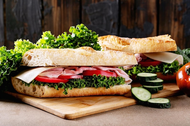 Close-up of sandwiches on table