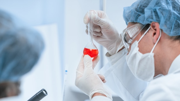 Close up. scientists and doctors conduct research in the laboratory . photo with a copy-space.