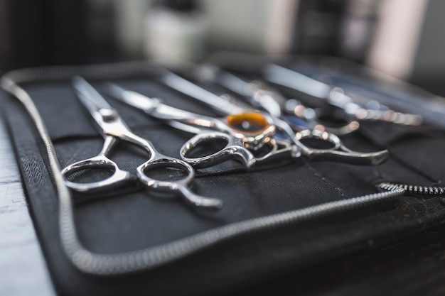 Close-up scissors in bag