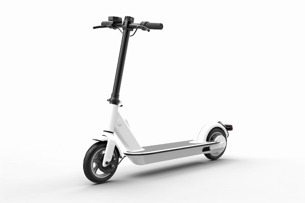 A close up of a scooter on a white surface with a white background generative ai