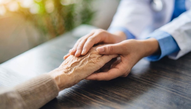 Photo a close up of a senior holding hands