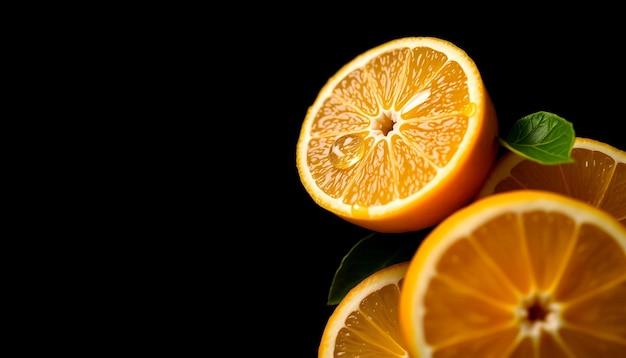 Photo a close up of several oranges with one half cut off