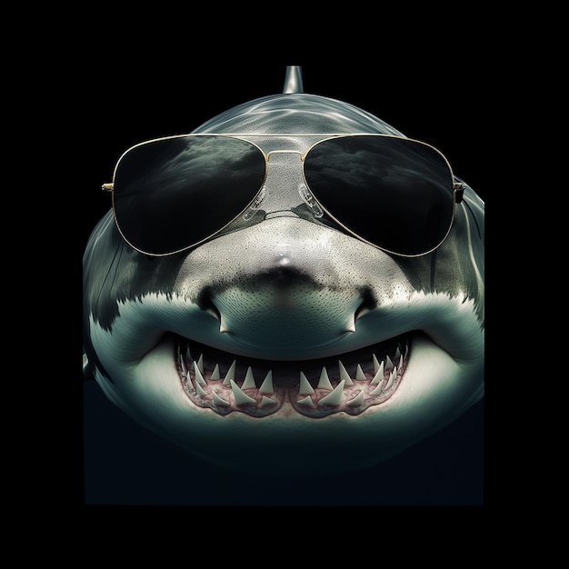 Photo a close up of a shark with sunglasses on its face