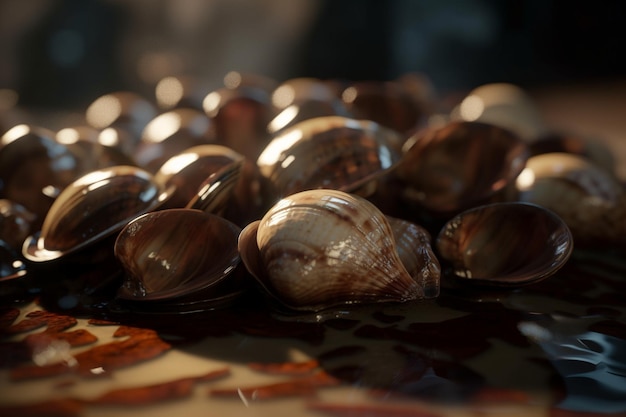 A close up of shells on a table