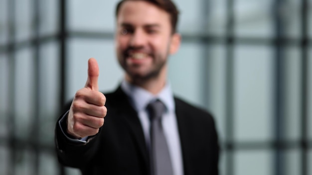 Close up Shoot of Lawyer Hand showing Thumbs Up in Court Room