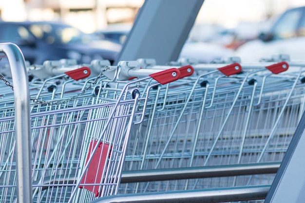 Close-up of shopping cart on table