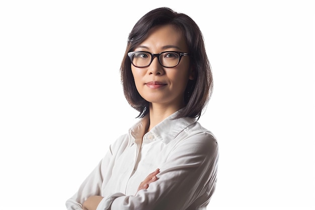 close up shot of Asian women posing on white isolated background