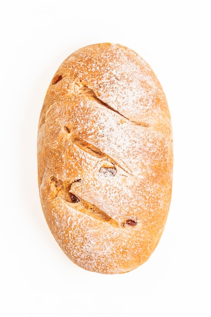 Close up shot of bread. Isolated on white background.