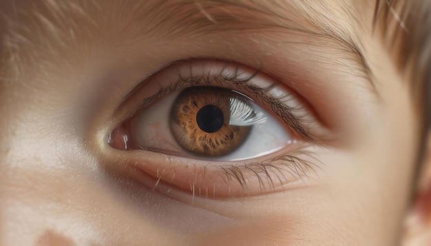 Close up shot of brown child eyes