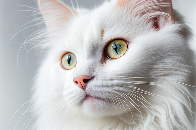 Close up shot of a cute long-haired cat looking away.