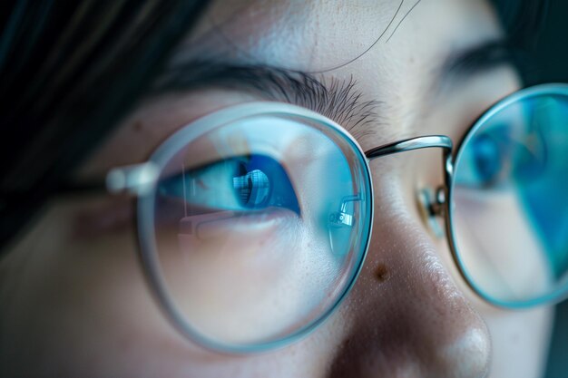 Close up shot of eyeglasses enhancing visibility and impact on eyes