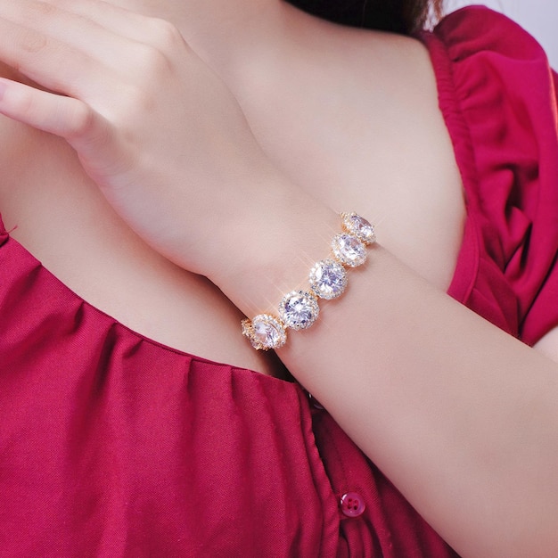 Close-up shot of female hands with bracelet