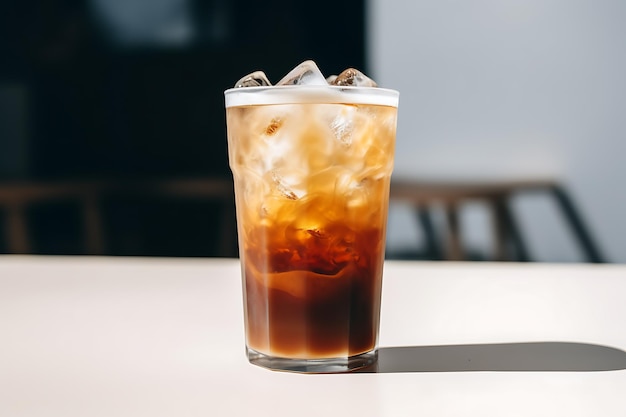 Close up shot of Milk tea in thailand beverages cuisine On top of white table