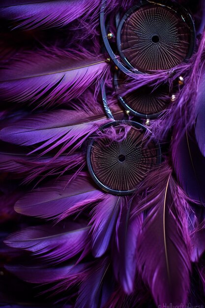 Photo close up_shot_of_textured_purple_feathers