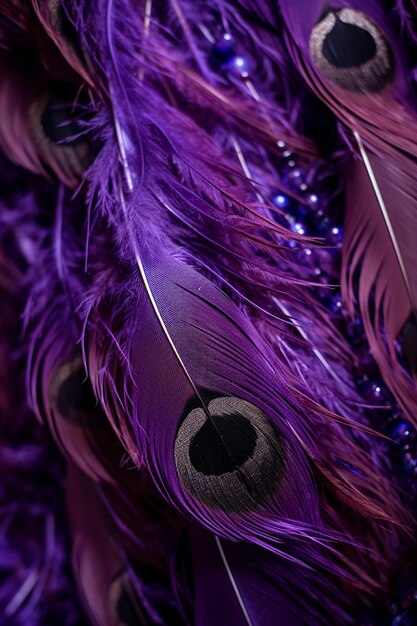 Photo close up_shot_of_textured_purple_feathers