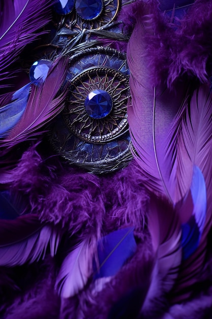 Close up_shot_of_textured_purple_feathers