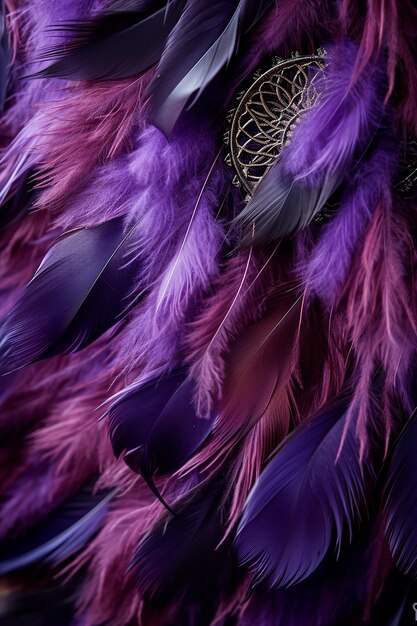 Photo close up_shot_of_textured_purple_feathers