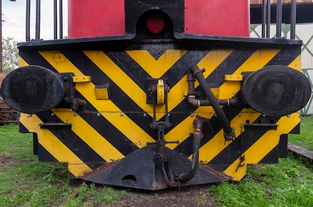 Close up shot of old train front