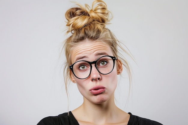 close up shot of shocked women on white isolated background