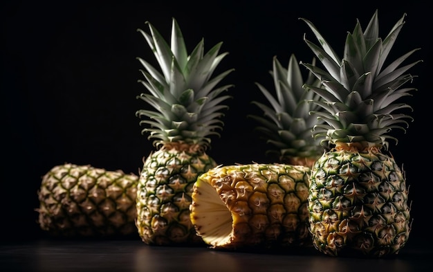 A Close up Shot of Sliced Pineapples Generative AI