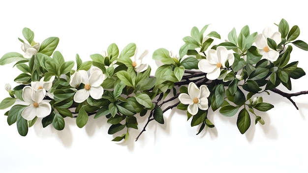 Close up Shot of a Thriving Botanical Bush with Vibrant Foliage on a White Background