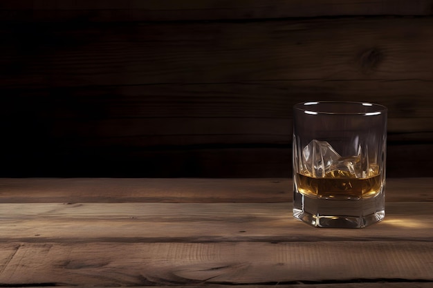 Close up of a shot of whiskey on a bar top Neural network AI generated