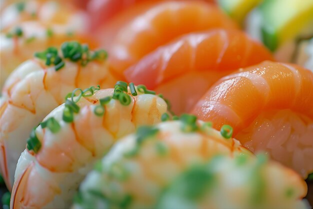 Close Up of Shrimp and Vegetable Sushi