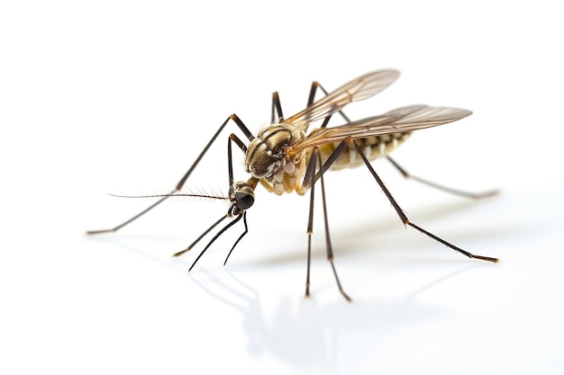 Close Up Side View of Mosquito Isolated on White Background Generative AI