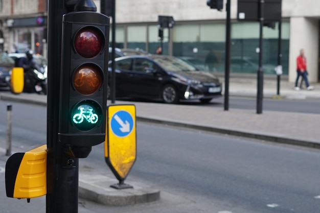 Close up of signal system traffic lightroad signs