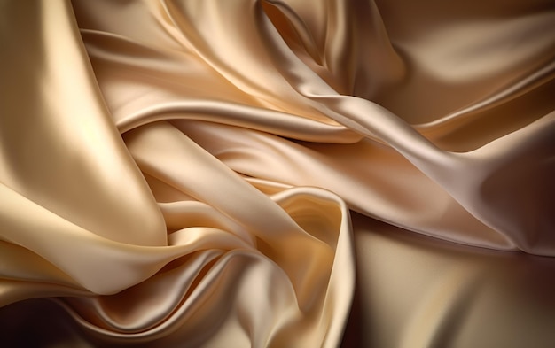 A close up of a silk fabric with a soft light brown background.