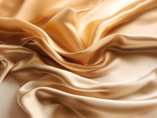 A close up of a silk fabric with a soft light brown color.