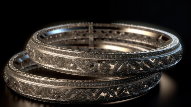 A close up of a silver bracelet with a cross on it