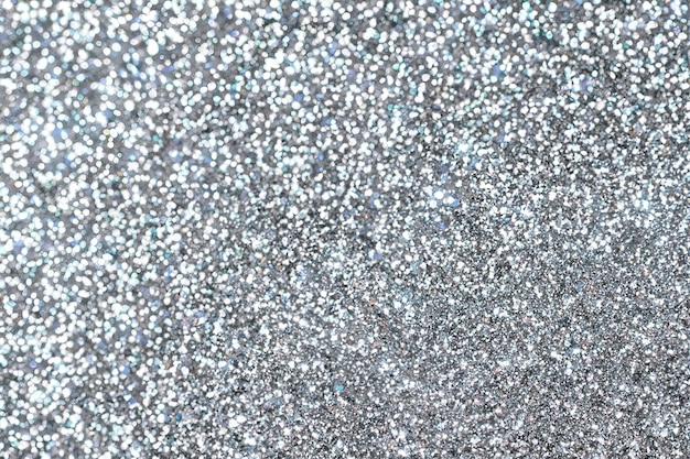 Photo close up of silver glitter textured background