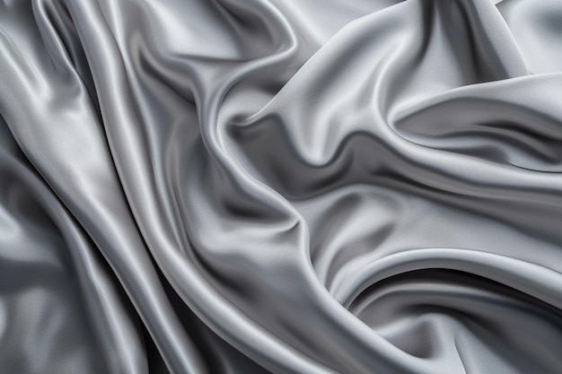 a close up of a silver silk fabric with a very smooth surface generative ai