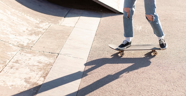 Close up skater on board