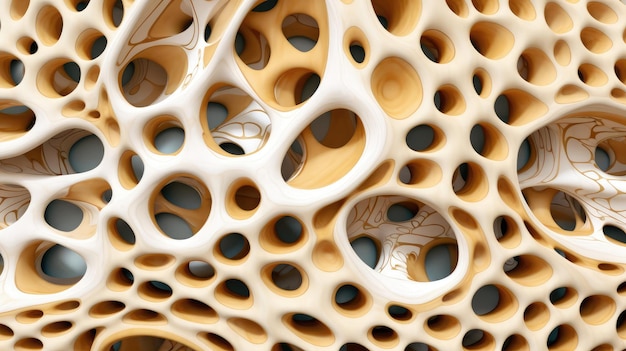 A close up of a skeleton with many holes in the middle