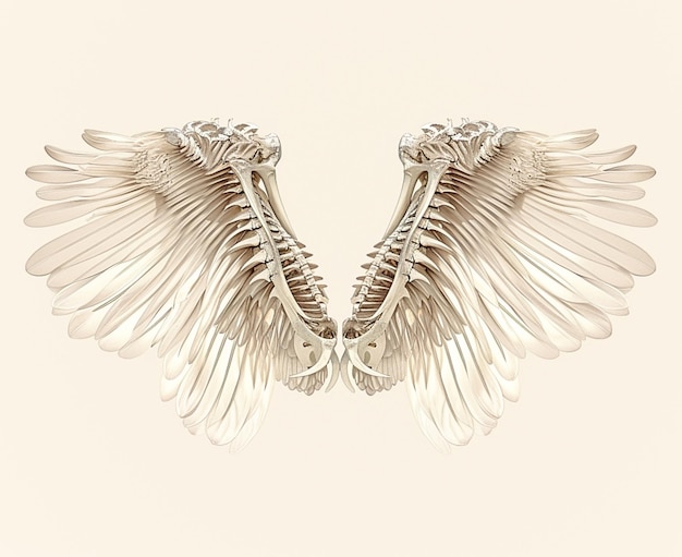 Photo a close up of a skeleton with wings on a white background