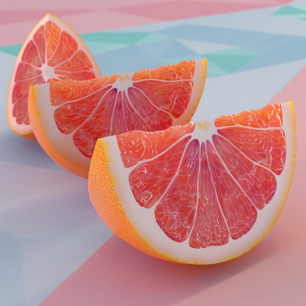 A close up of a slice of grapefruit