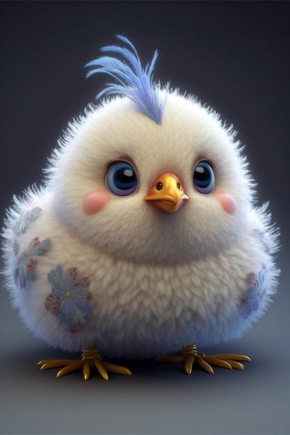 Close up of a small white bird with blue eyes generative ai