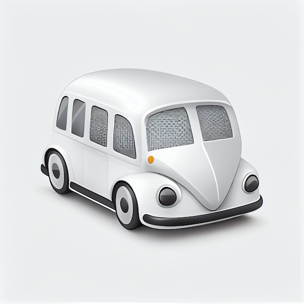 Close up of small white van with behind it generative ai