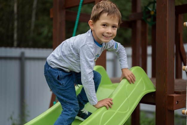 Close up on smiling boy on the hill