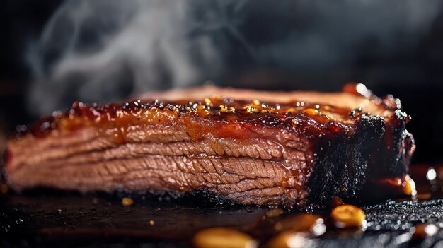 Photo close up of smoked brisket