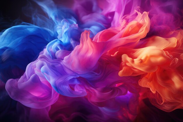 Close up of a smoky abstract color background generative IA