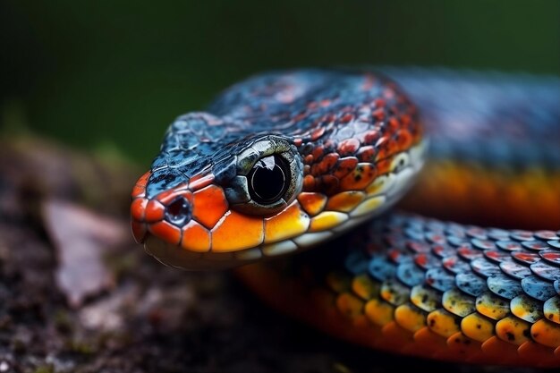 close up of a snake in the garden Generative AI