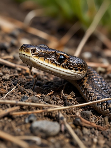 Photo close up on snake in natural habitat