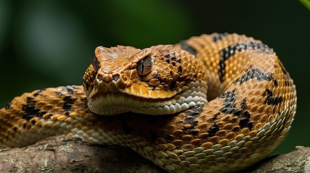 A close up of a snake's head