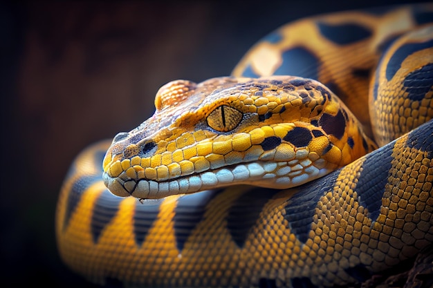 A close up of a snake's head